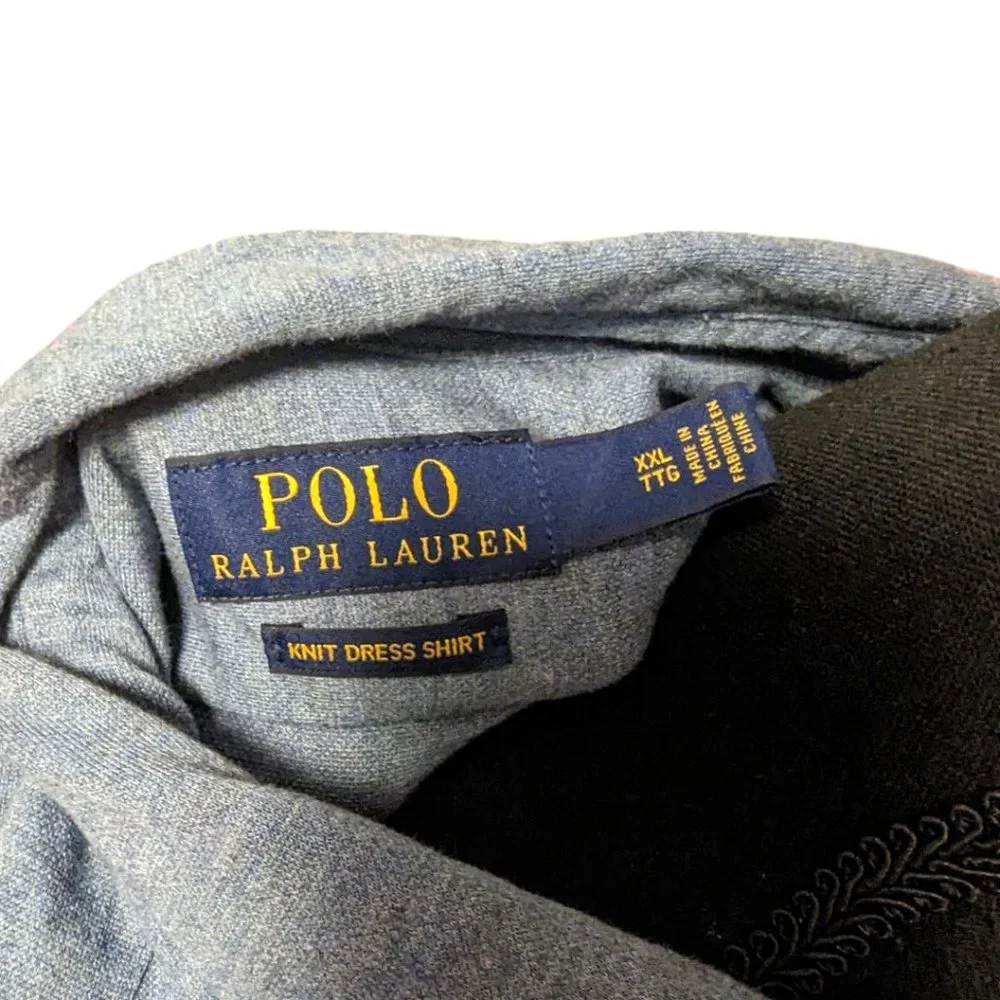 Men's Polo Ralph Lauren Jersey Knit Dress Shirt Blue Size: 2XL - Picture 2 of 5
